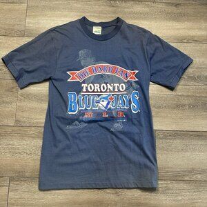 Vintage 90s Toronto Blue Jays Die Hard Fan Oversized Shirt Blue Size Small 1992